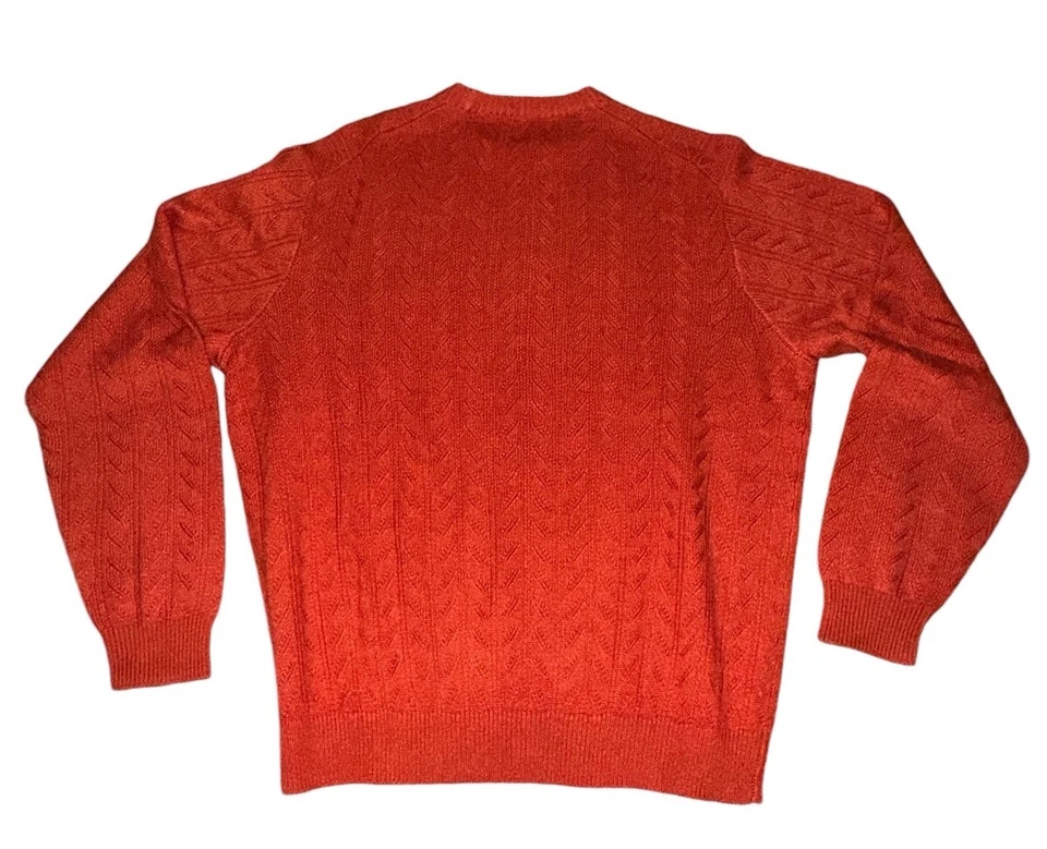 Suéter Cullen Para Hombres Tejido con Cable Seda Cachemira Manga Larga Grande Naranja Otoño Foto 3 de 4