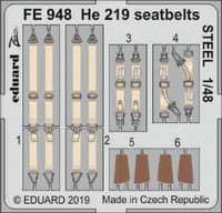 MW22 Eduard FE948 He 219 Seatbelts Steel 1/48 Zoom Set For Tamiya