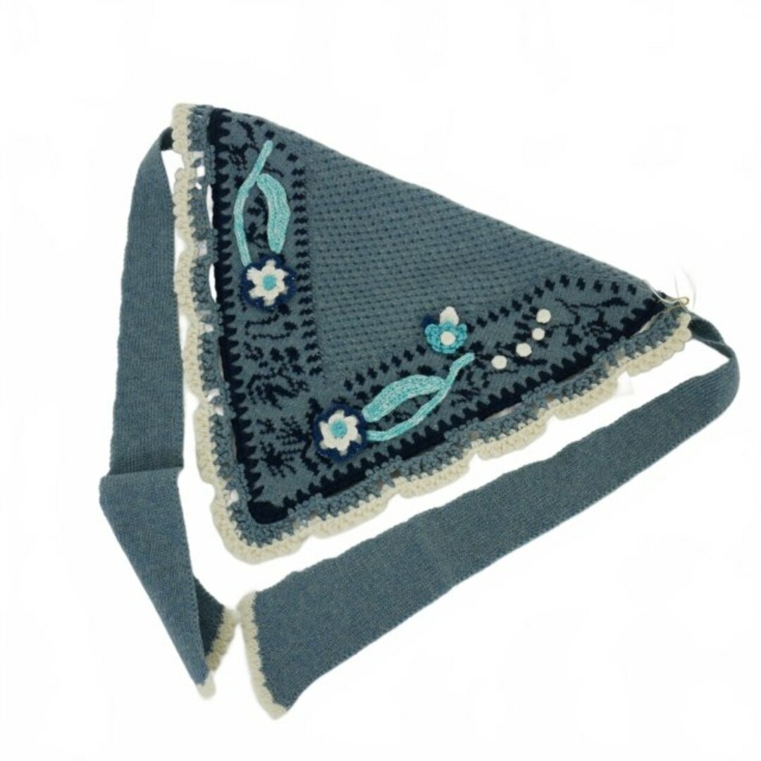Mame Kurogouchi 22AW Floral Motif Handmade Knitted Scarf 1 Mame Kurogouchi 22AW Floral Motif Handmade Knitted Scarf 1
