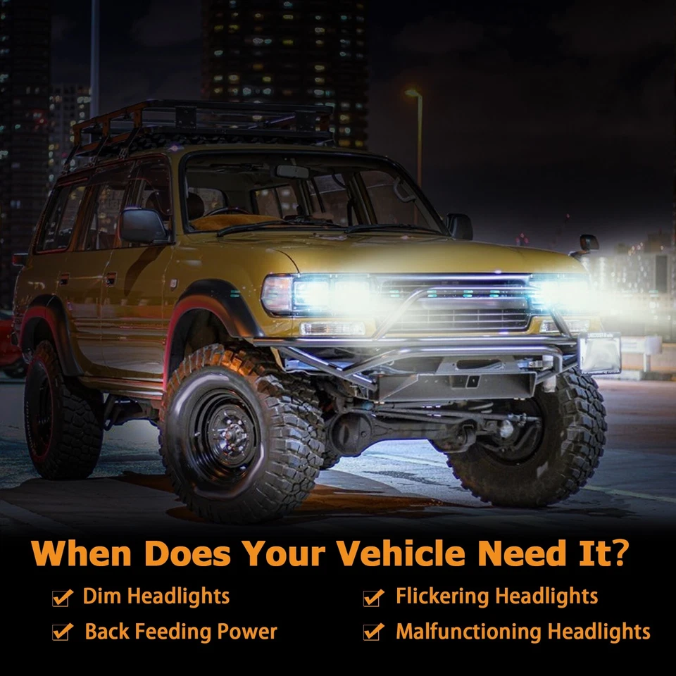 H4 LED Headlight Brightness Intensifier Wiring Harness For Chevy Corvette C1 C2 - Image 3 of 4