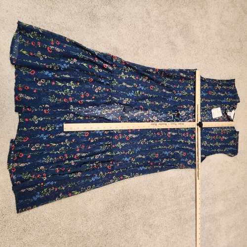 Women's LC By Lauren Conrad Linear Botanical Long Vest NEW - Picture 2 of 9