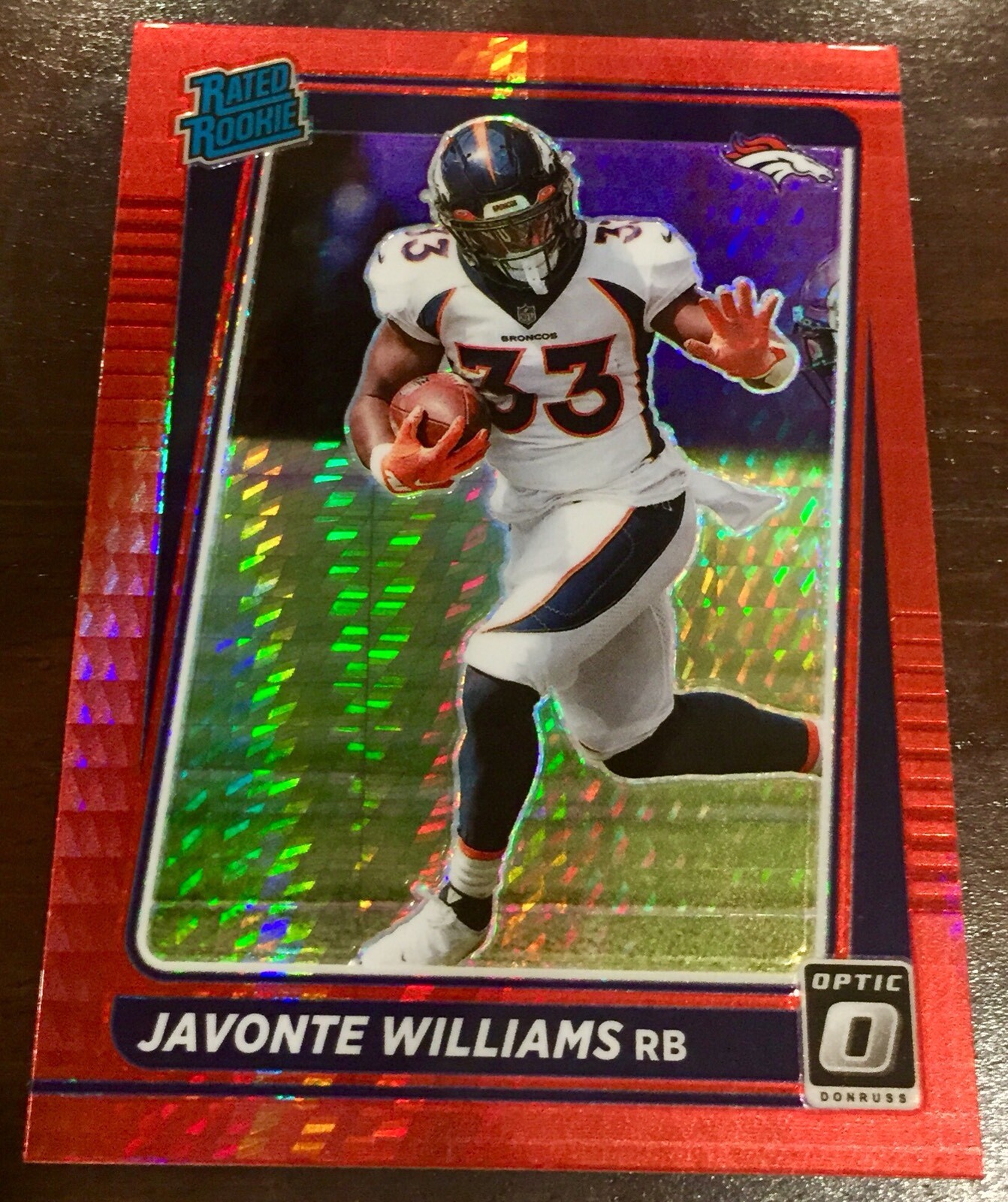2021 Optic #215 Javonte Williams Rated Rookie Red Hyper Refractor RC Broncos