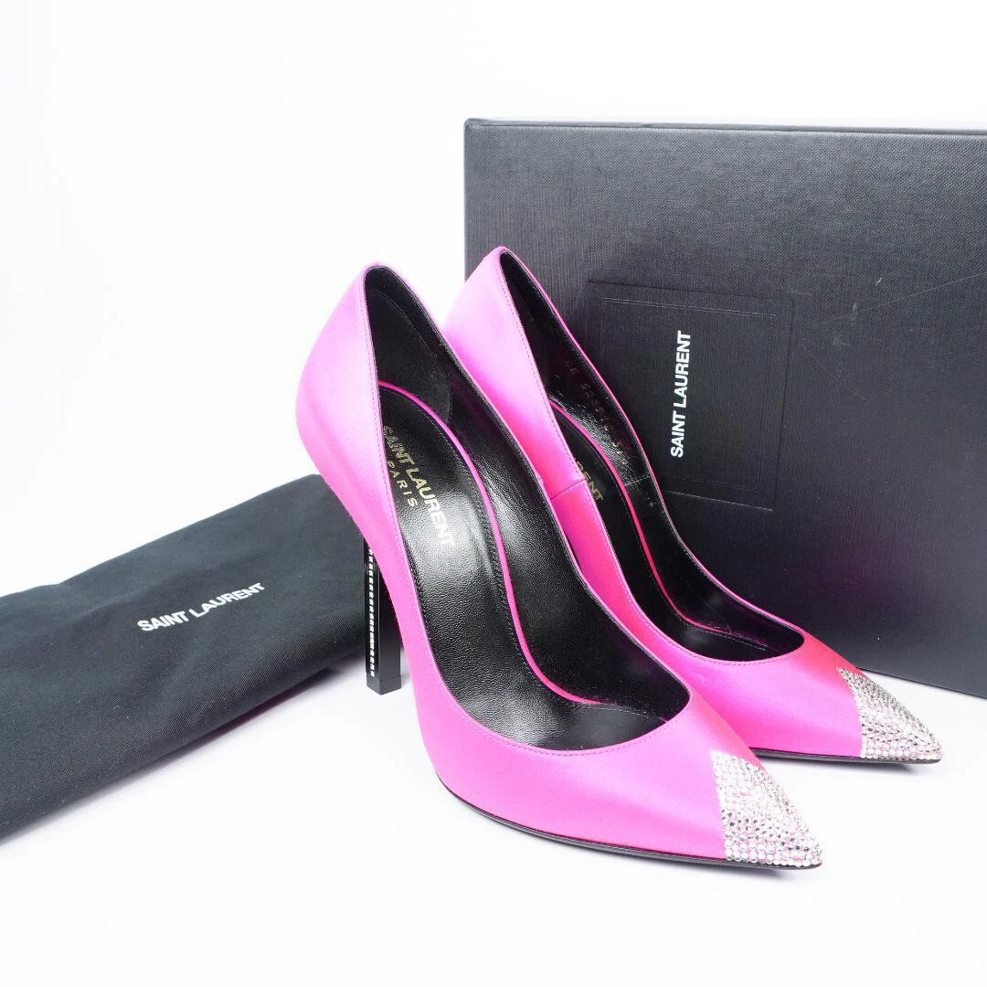 SAINT LAURENT (YSL) Saint Laurent taglia 37 5 decolte donna a punta impreziosite da pietre colore rosa