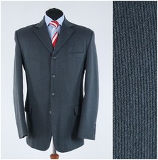 Mens Vintage Striped Blazer 42R UK Size DELAVEINE Grey Sport Coat Jacket