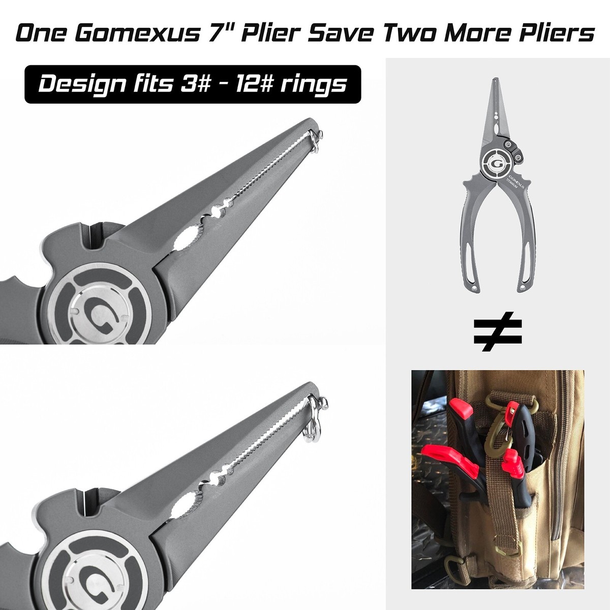 Pinza Da Pesca Gomexus X Titanio - 7 Pollici, Acciaio Inox, Antiruggine Per Kayak E Surf