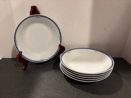 Set of 6 Porcelaine de Sologne Limoges Alhambra Blue 7" Salad Bowls