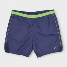 Vintage Nike Men  s Swim Trunks Size Large 90s Navy Lined String Tie