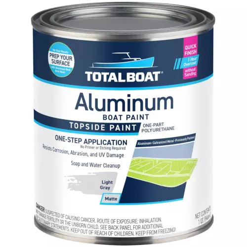 Aluminum Boat Paint Light Gray 1 Quart - For Jon Boats, Canoes, Pontoons & More