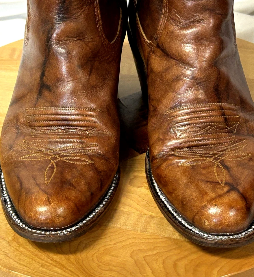 Botas vaqueras Sanders vintage de cuero hechas a mano para mujer talla 6B Foto 2 de 4