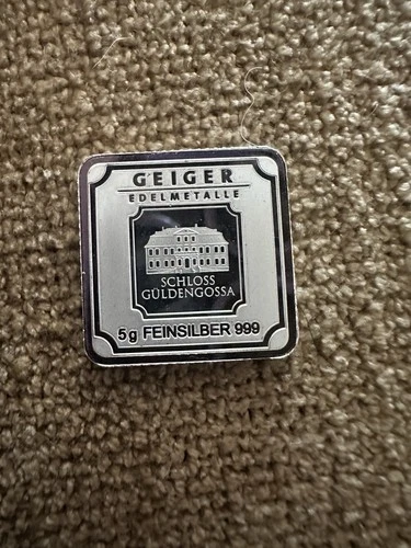 Geiger Edelmetalle 5g Silver Bar 999 Schloss Güldengossa 5 Gram Fine Silver