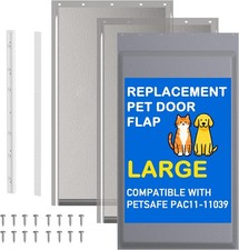 3-Flap Dog Door Replacement Insulated Flap with Clamp, Back Plate, Screws - Comp