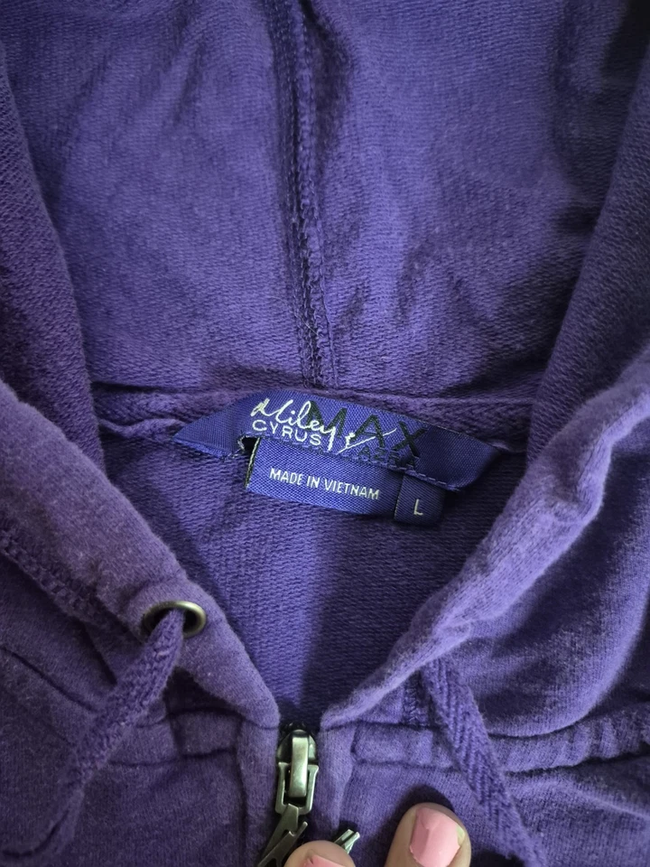 Miley Cyrus Purple Zip Up Jacket Size Large Y2k Juniors Fashion Casual - Image 2 of 4