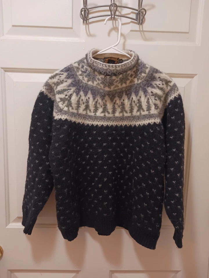 Suéter Nórdico Esquí Árbol de Navidad De Colección Años 80 90 Eddie Bauer Lana Gruesa Isla Feria Foto 2 de 4