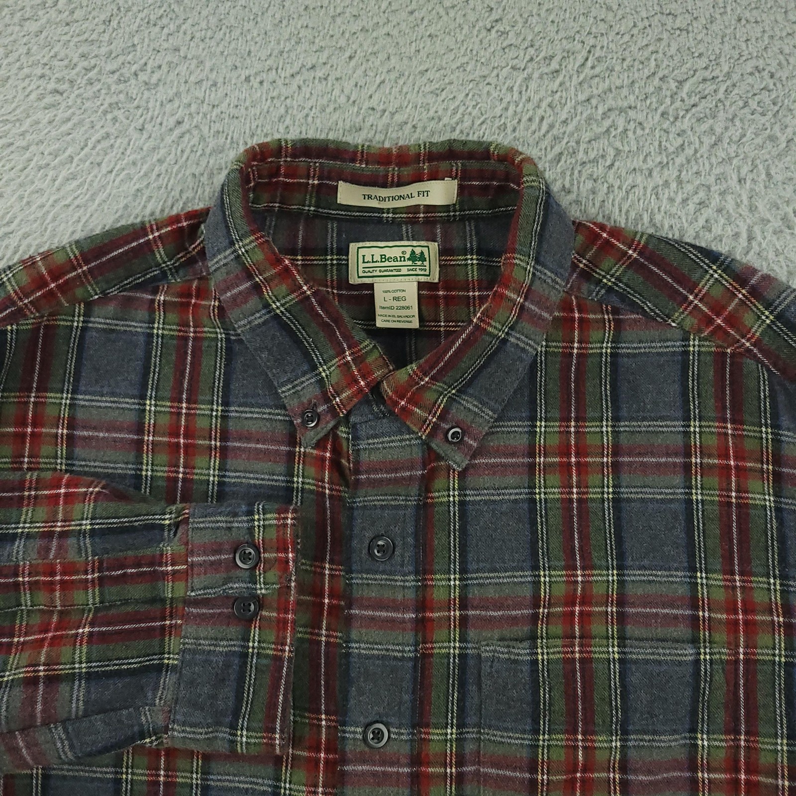 L.L.Bean Shirt Mens Large Multicolor Plaid Long Sleeve Button Flannel Casual
