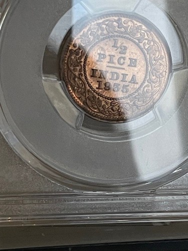 British India Coins: 1/2 Pice copper Year 1935 MS-65 RED by PCGS..$145 - Picture 2 of 2