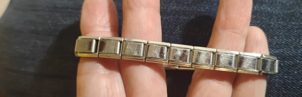 Brazalete elástico vintage JHD Essenza acero inoxidable esmalte oro 18k con dije deslizable Foto 4 de 4