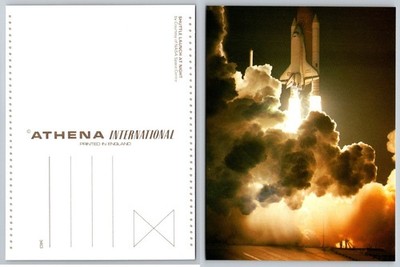 Vintage NASA Space Shuttle Challenger Night Launch Postcard Athena
