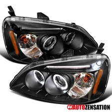 Led Halo Fit 2001 2002 2003 Honda Civic 24dr Black Projector Headlights Lamps