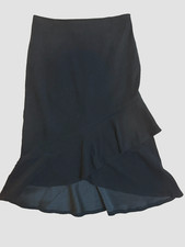 Vtg Faux Suede Midi Skirt Ruffled Bias Minimalist Chic Cool Collection 90s S/M