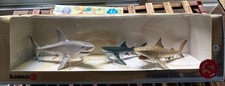 Schleich Nature Set Great White Shark Tiger Shark Blue Shark NEW in box 4-6"