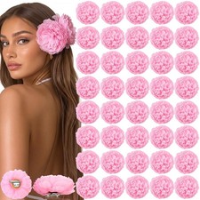 20 PCS Large Artificial Peony Flower Hair Clips Barrette Pink Accessory