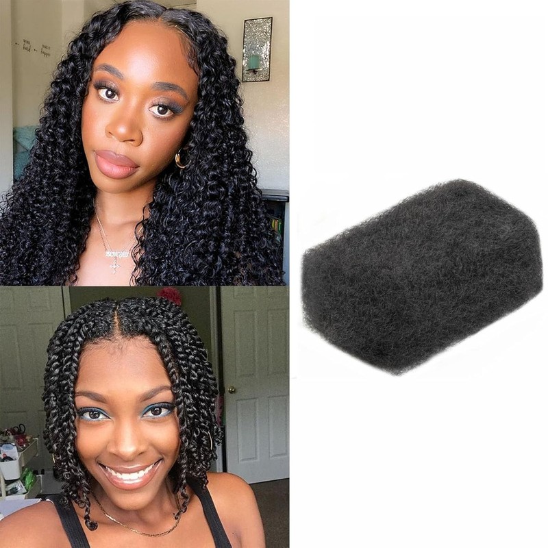 Afro Kinky Bulk Human Hair 14 Inch Natural Black for Twists Braids Locs Repair