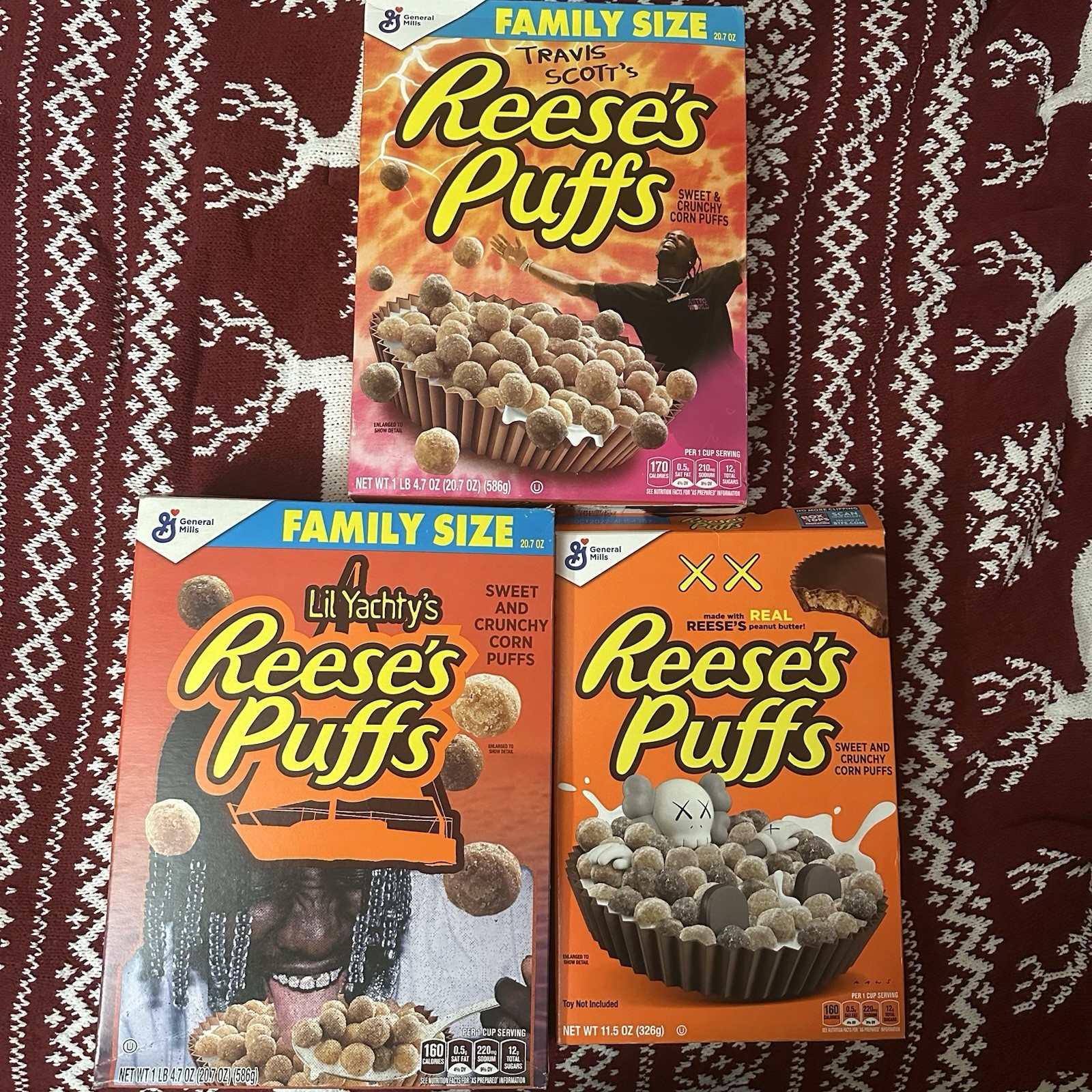 Travis Scott Reese's Puffs Cereal Cactus Jack Sealed, Lil Yachts, KAWS
