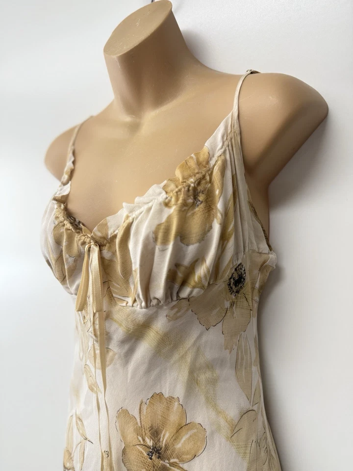 Maxi Vestido Victoria's Secret Vintage Y2K 100% Seda Pequeño Floral Sin Mangas Casa de Campo Foto 3 de 4