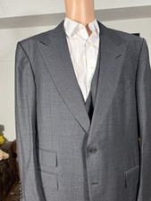 Tom Ford 2Pc Suit Charcoal Peak Lapel Wool Blazer+Vest 62L 50L US