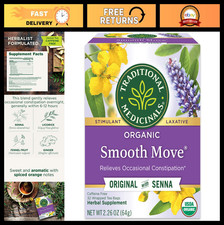 Organic Smooth Move Tea with Senna - Relieves Constipation Overnight, 32 Bags