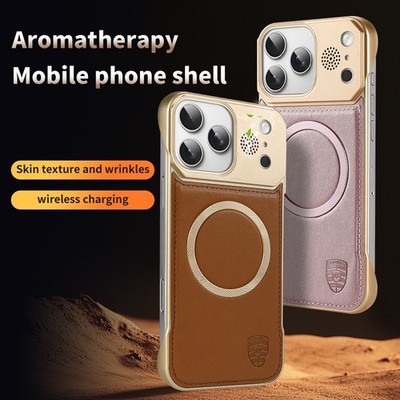 For Apple iPhone 16 Pro /Max Aromatherapy Phone Case Wireless Charging Leather