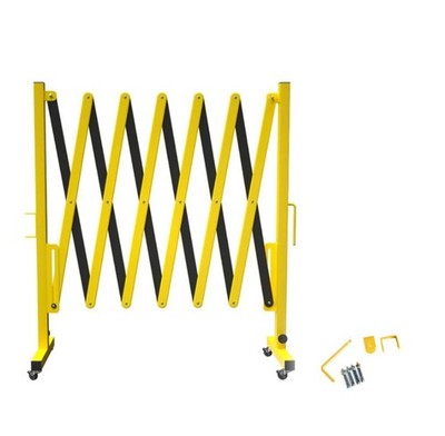 Trafford Industrial Expandable Metal Barricade, 11 Feet, Yellow and Black, Mo...