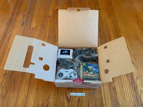 Sega Saturn white Japanese console system in box + 2 games + Pseudo memory cards