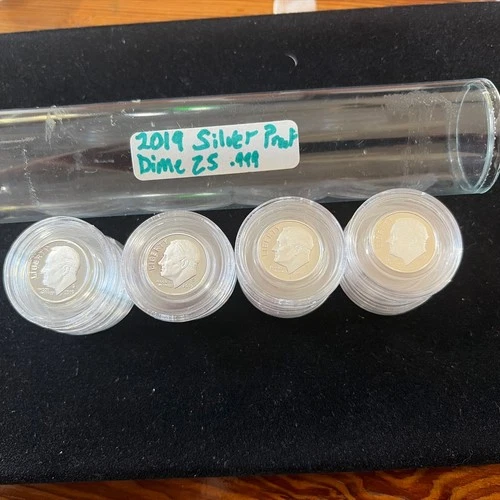 2019 S Silver Proof Roosevelt Dime Roll(20) Coins Low Mintage Proof Dimes