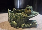 Vintage McCoy USA Green Frog Planter Ceramic Glazed Leaf Floral Pottery Art