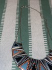 Aztec Turquoise Silver Hand Painted Vintage Necklace — photo 3