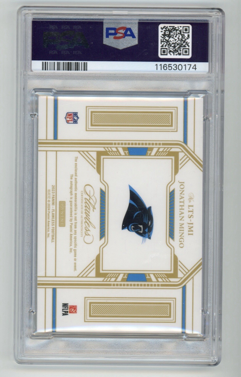 Jonathan Mingo 2021 Flawless NFL Shield Signatures Patch Auto 1/1 PSA 8 view 2