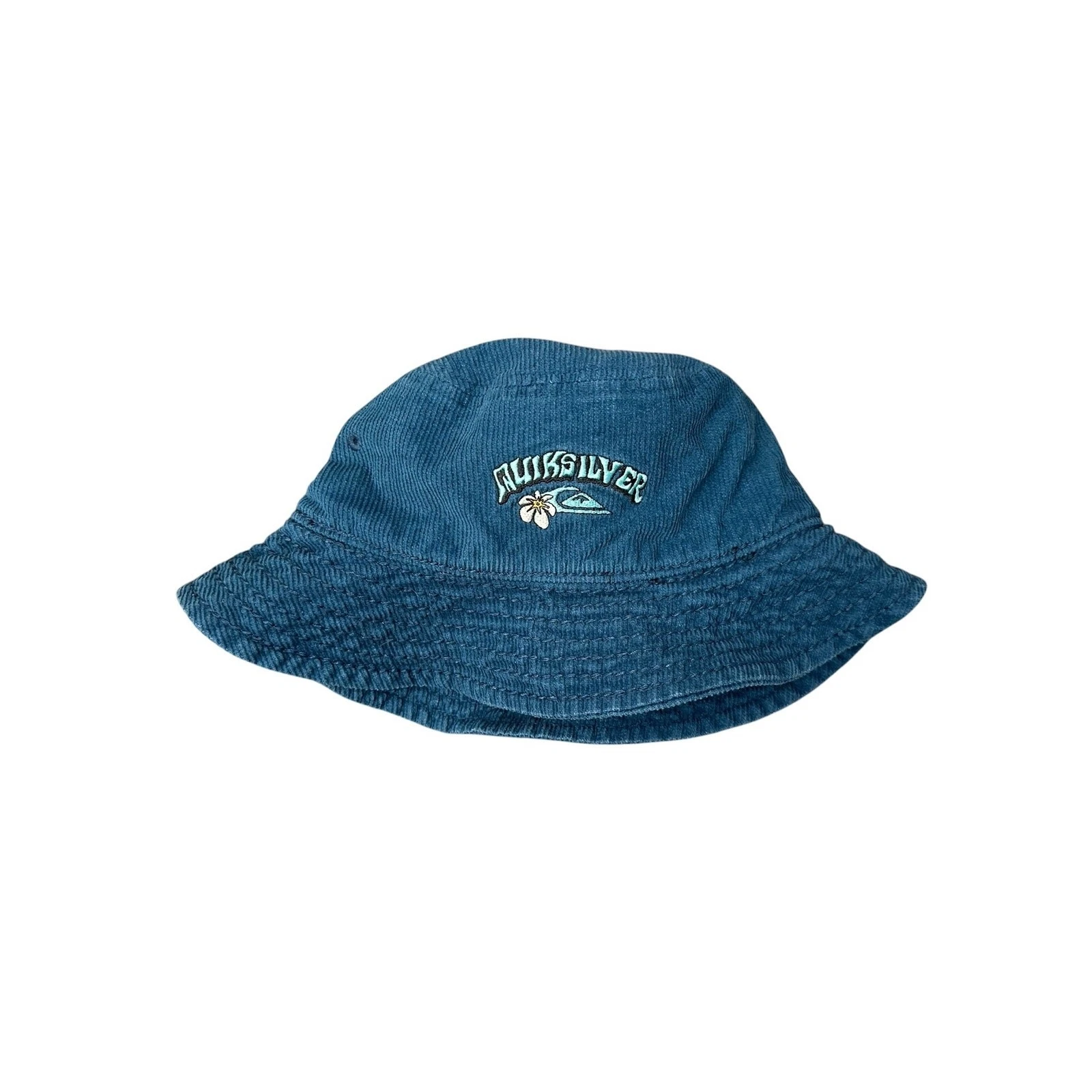 Quiksilver Embroidered OSFA Corduroy Denim Blue Bucket Boonie Hat Cap