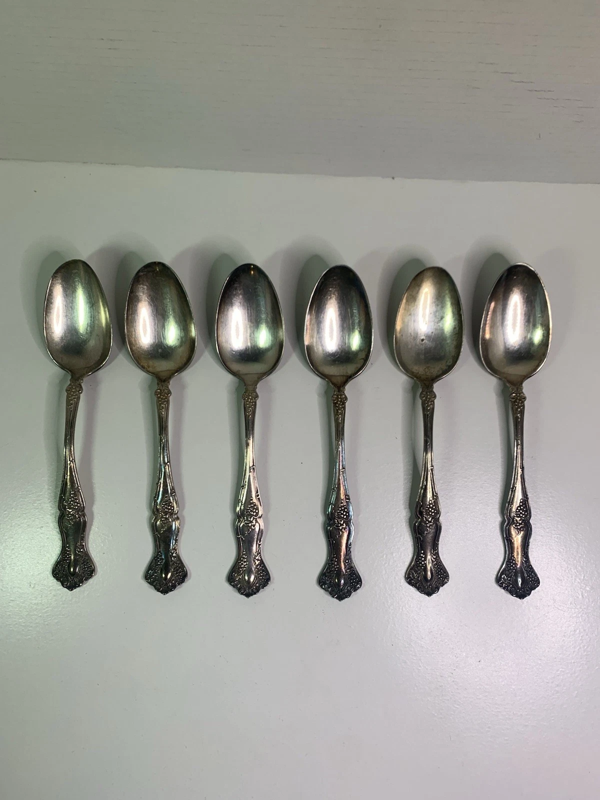 Set Of 6 VINTAGE Grape Tablespoon Serving Spoons 1847 Rogers Bros Silverplate
