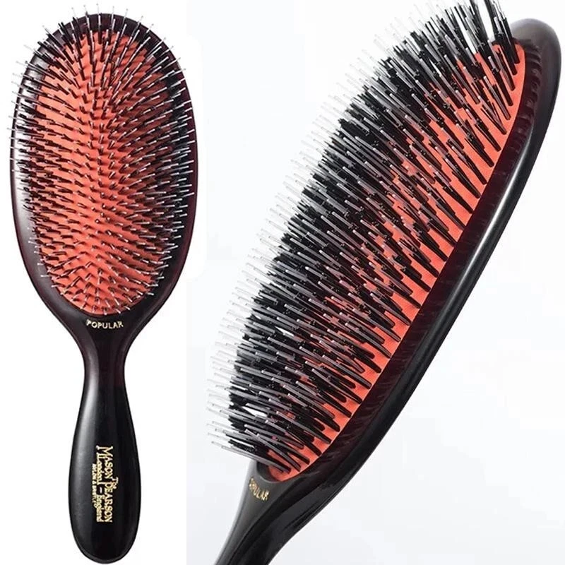 Cepillo de pelo Mason Pearson BN1 popular mezcla cerdas y nailon rubí oscuro Foto 3 de 3