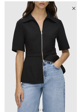 ALIGNE Nordstrom Size 0 Cecile Black Zip Up Ponte Blouse