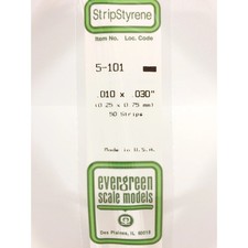 Evergreen 101 Styrene Plastic Strips 0.010"x 0.030" x 14" 10 