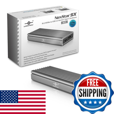 Vantec M.2 Nvme Ssd To Usb 3.1 Gen 2 Type C Enclosure C To C Cable Space Gray