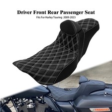 Schwarz Fahrer Beifahrer Sitz Rückenlehne w/Weiße Linie For Harley Road King 09+