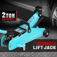 2 Ton 3000 lbs Steel Low Profile Hydraulic Trolley Service Floor Jack Sky Blue