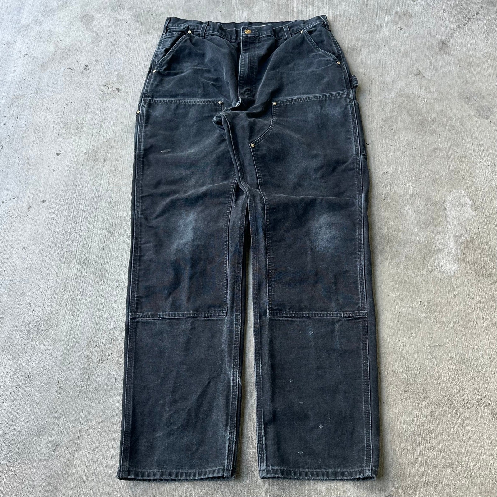 Vintage Y2K black Carhartt double knee work wear carpenter pants