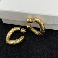 Balenciaga Gold Engraved Loop Earrings
