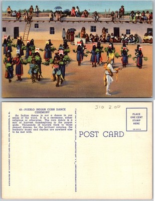 Pueblo Indian Corn Dance Ceremony Dancers Postcard