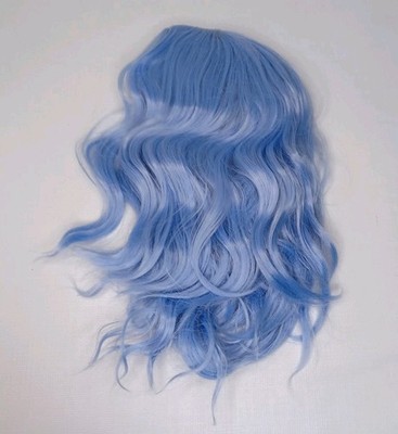 Shoulder Length Light Blue Wavy Hair Wig
