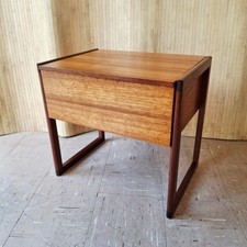 Fab Vintage Mid Century Danish Teak Storage Sewing Box Bedside Side Sofa Table